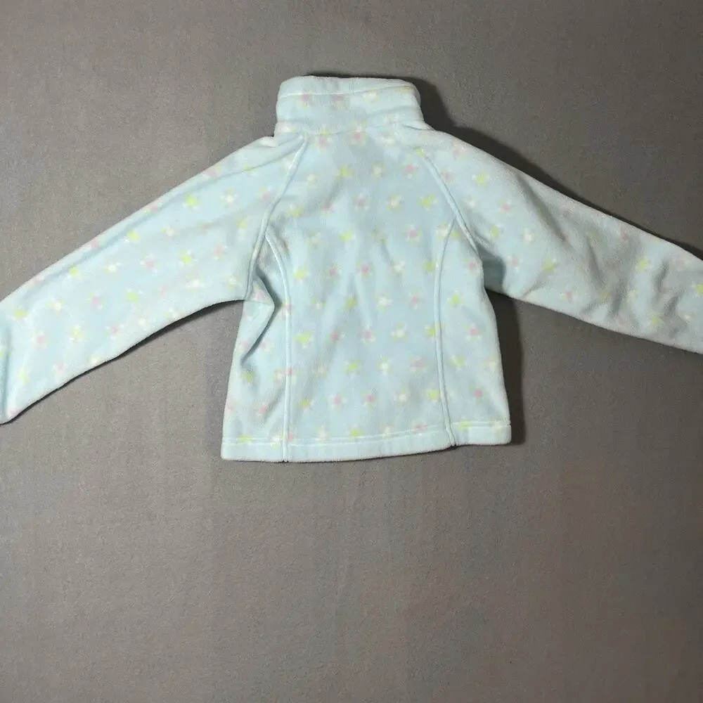 NEW Columbia Fleece Jacket Youth XXS 4/5 Light Blue‎ Floral Full Zip Girl